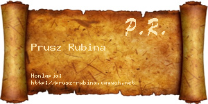 Prusz Rubina névjegykártya